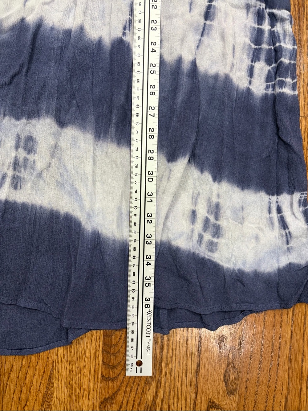 Swim Cover-up Plus Size Crochet Yoke Tie-Dye Swim Coverup — Navy & White (2X) - Picture 5 of 8